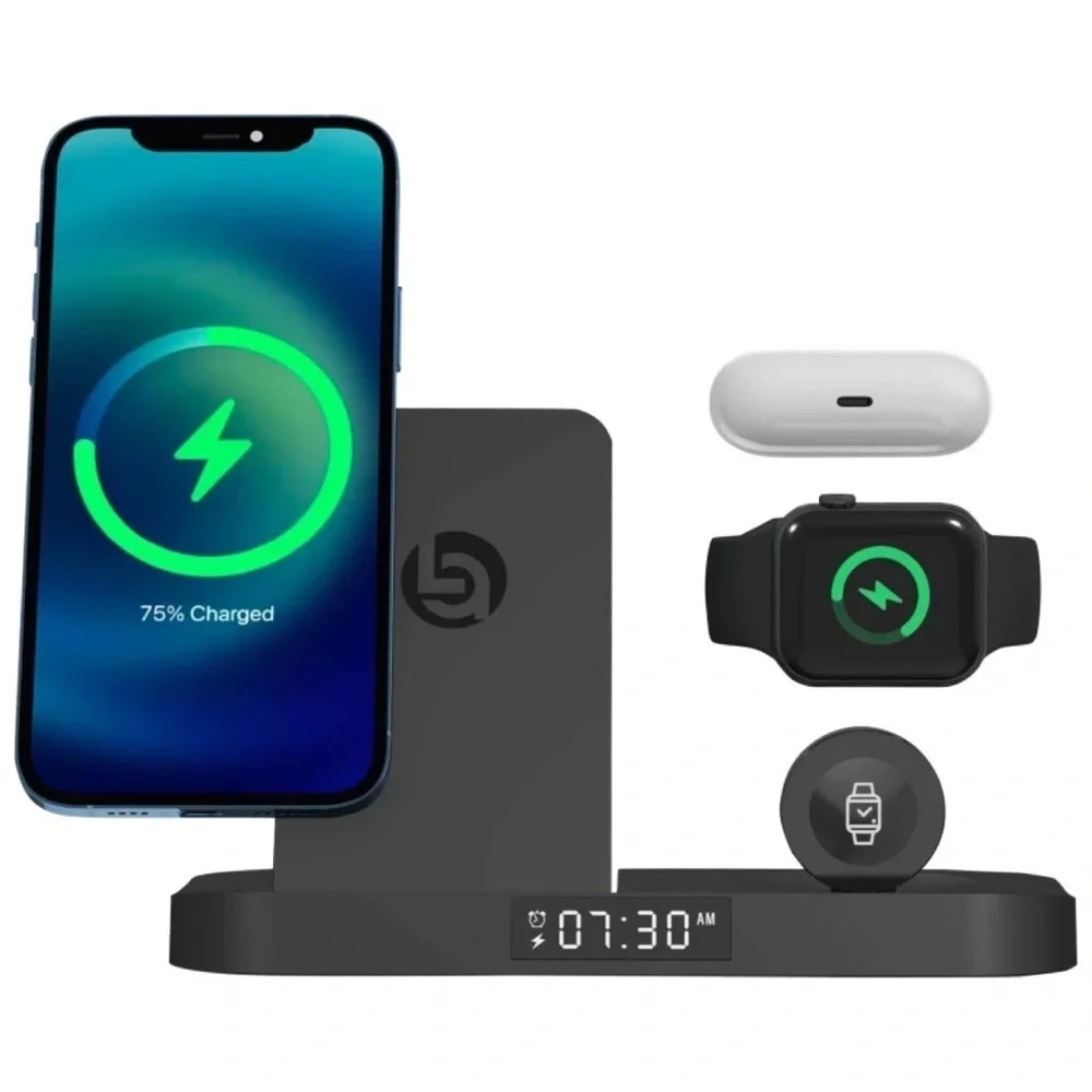 Black Trio Powerhouse 3-in-1 Wireless Charging Station